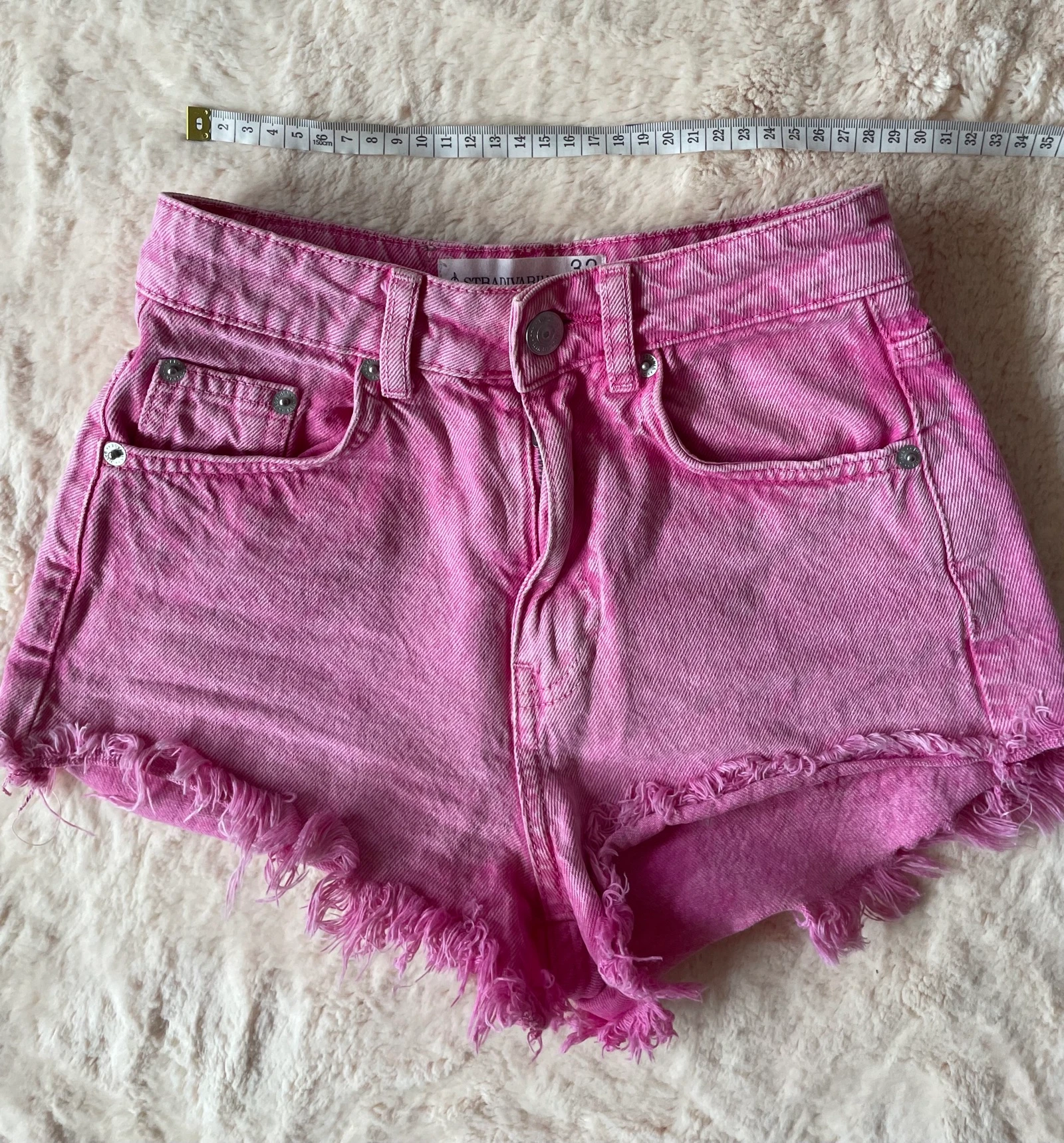 Short en jean rose Stradivarius taille 32 (XXS) à taille haute – photo 6
